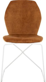 Goossens Excellent Eetkamerstoel Manzini cognac velvet stof leuning, modern design