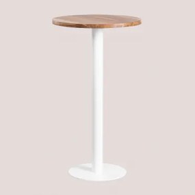 Ronde Hoge Barkruk Ø60 Cm Van Acaciahout Xiren Acaciahout - Wit - Sklum