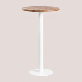 Ronde Hoge Bartafel Van Macchiato Acaciahout Ø60 Cm & Wit - Sklum