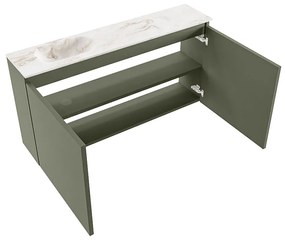 Mondiaz Ture DLux toiletmeubel 100cm army met wastafel frappe links met kraangat