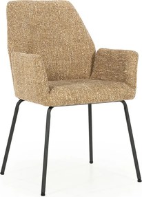 Eleonora Indy Stoel Met Armleuningen Mosterd Geweven Stof