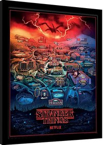 Ingelijste poster Stranger Things - Hawkins Town