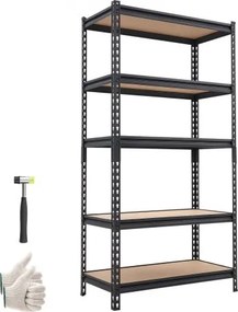 VEVOR zwaar uitgevoerde opbergkast 822x415x1594mm, draagvermogen 907,2kg, stalen frame, 5 verstelbare MDF-planken, modulaire opbergkast te gebruiken als werkbank, flexibele metalen opbergkast voor kelder, garage, werkplaats