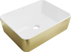 Mexen Catia opbouw wastafel 48 x 38 cm, wit/goud patroon lijnen - 21314817