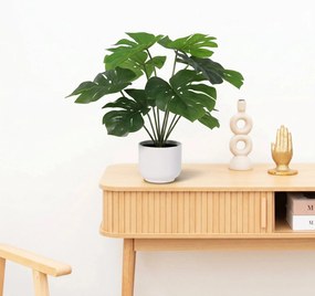 Kunst Monstera Deliciosa inclusief witte pot - 50cm