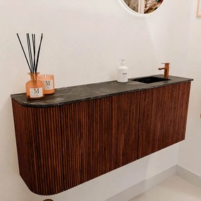 Mondiaz Joya DLux 100cm toiletmeubel ronding links ruby met wastafel faye rechts 1 kraangat lava