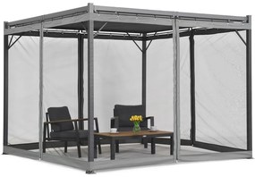 Antraciet Malaga terraspergola 3x4m met muggengaas Garden Point