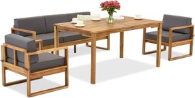 Acaciahouten tuinmeubelen Maskat Apetito 5 met Garden Point poefs