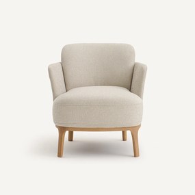 Fauteuil, massief eiken en stof met structuur, JABOTE