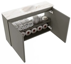 Mondiaz Ture DLux toiletmeubel 80cm smoke met wastafel frappe midden met kraangat