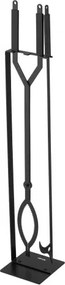VEVOR Haardgereedschapset, 3-delige kachelgereedschapset inclusief standaard, tang, pook, haardset, smeedijzeren haardaccessoires voor kampvuren in de tuin, binnen en buiten, zwart