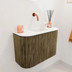 Mondiaz Joya 65cm toiletmeubel ronding links/rechts dusk met wastafel faye midden zonder kraangat talc