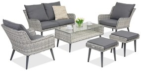 Bilbao Coffee tuinmeubelen 4 + 2 Garden Point poefs wit