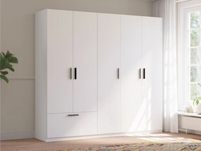 Kledingkast Bristol 204, Wit, 210x225x54cm, 183 kg, Kledingkast deuren: Met scharnieren, Aantal planken: 4, Aantal planken: 4