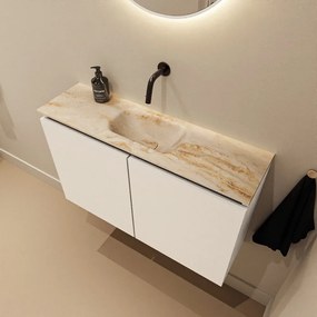 Mondiaz Ture DLux toiletmeubel 80cm talc met wastafel frappe midden zonder kraangat