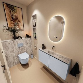 MONDIAZ TURE-DLUX 100cm toiletmeubel Clay. EDEN wastafel Glace positie midden. Zonder kraangat. TUREDX100CLAM0GLA