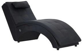 vidaXL 281344  Massage Chaise Longue with Pillow Black Faux Leather