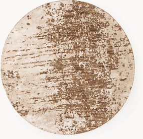 Rond wollen vloerkleed Cynthia met abstract patroon, handgeweven