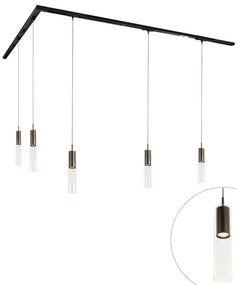 Modern railsysteem met 5 hanglampen donker brons 1-fase - Iconic Lloyd GU10 Binnenverlichting Lamp