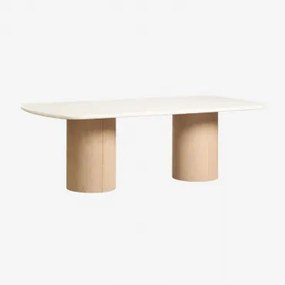 Rechthoekige Eettafel Van Beton En Acaciahout Sharpay 230 X 110 Cm - Sklum