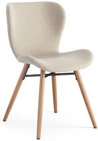ALTEA Beige (stof Rio 40)/poten natuur eiken – MODERNE STOEL VOOR WOONKAMER/EETKAMER/KEUKEN/KANTOOR