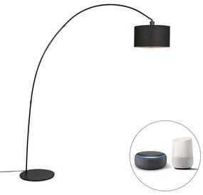 Smart Moderne booglamp met dimmer zwart incl. A60 Wifi - Vinossa Modern E27 Binnenverlichting Lamp