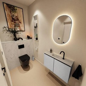 MONDIAZ TURE-DLUX 80cm toiletmeubel Plata. EDEN wastafel Opalo positie midden. Met 1 kraangat. TUREDX80PLAM1OPA