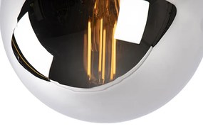 Art Deco plafondlamp zwart met smoke glas - Pallon Art Deco E27 bol / globe / rond Binnenverlichting Lamp