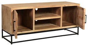 Tv-meubel Naturel Mangohout En Rotan - 129x40x55cm.