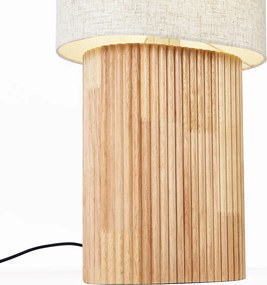 Japandi vloerlamp hout met linnen kap 90cm - Lamel