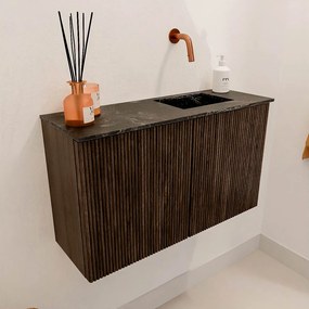 Mondiaz Joya DLux 70cm toiletmeubel walnut met wastafel faye rechts zonder kraangat lava