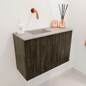 Mondiaz Joya DLux 60cm toiletmeubel shadow met wastafel faye links zonder kraangat glace