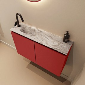 Mondiaz Ture DLux toiletmeubel 80cm fire met wastafel glace links met kraangat