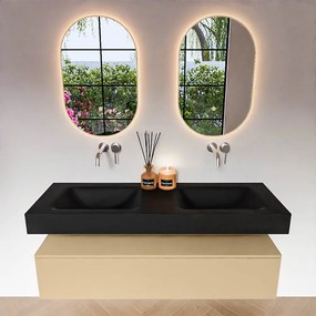 Zaro Alan badmeubel 140cm sand 1 lade met vrijhangende wastafel cloud dubbel zonder kraangat urban