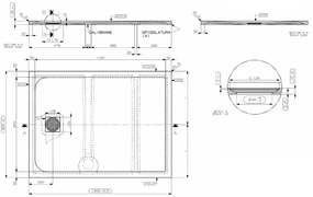 Saniclear Lino douchebak 120x90cm met stone finish lichtgrijs