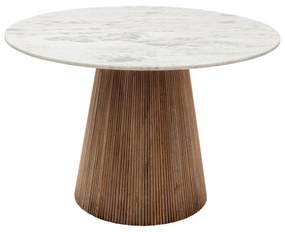 Kare Design Grace Ronde Eettafel Wit Marmer En Hout - 115 X 115cm.