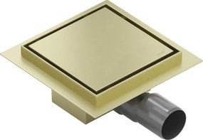 Mexen Flat-Q M13 vierkante vloerafvoer 12 x 12 cm, goud geborsteld - 1A10012