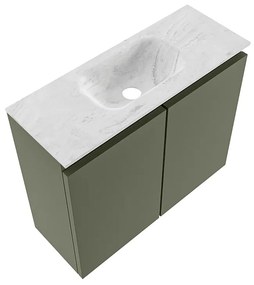 Mondiaz Ture DLux toiletmeubel 60cm army met wastafel opalo midden met kraangat