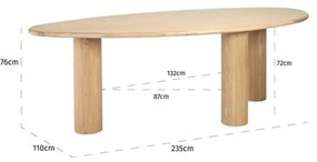 Richmond Interiors Oakley Eiken Eettafel Organische Vorm - 235 X 110cm.