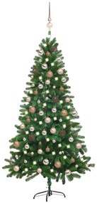 vidaXL Kunstkerstboom met LED's en kerstballen 180 cm groen