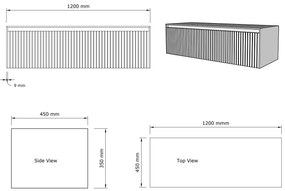 Gliss Design Timotheus badmeubel met ribbelfront 120cm black veneer met zwarte waskom