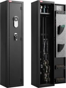 VEVOR Geweerkast met Vingerafdruksensor en Sleutel, Geweerkast voor Lange Wapens, Kluizen met Magazijn, LED-verlichting en Verstelbare Bevestigingsbeugels