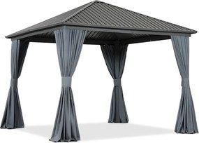 Metalen tuinhuisje Sardinia 3x3 met gordijnen Garden Point antraciet