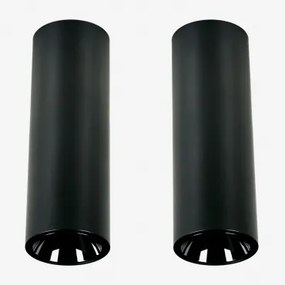 Pack Van 2 Ronde Led-opbouwplafondlampen Ø7,2 Cm Voor Buiten In Aluminium Luisiana Zwart & 38º & Wit Koud 4000k & 11 W - Sklum