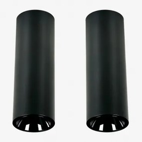 Pack Van 2 Ronde Led-opbouwplafondlampen Ø7,2 Cm Voor Buiten In Aluminium Luisiana Zwart & Wit Koud 4000k & 10 W & 38º - Sklum