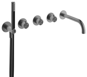 Hotbath Archie Afbouwdeel - Archie douche thermostaat met 2 stopkranen met uitloop BGP Geborsteld Gunmetal PVD AR7072EXTBGP