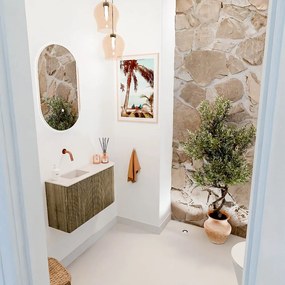 Mondiaz Joya DLux 70cm toiletmeubel ronding rechts dusk met wastafel faye links zonder kraangat meli