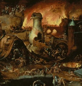 Hieronymus (school of) Bosch - Kunstdruk Hell, (40 x 40 cm)