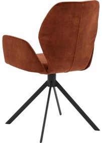 Goossens Eetkamerstoel Hera koper velvet stof met armleuning, modern design