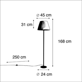 Moderne vloerlamp zwart met witte plisse kap 45 cm - Simplo